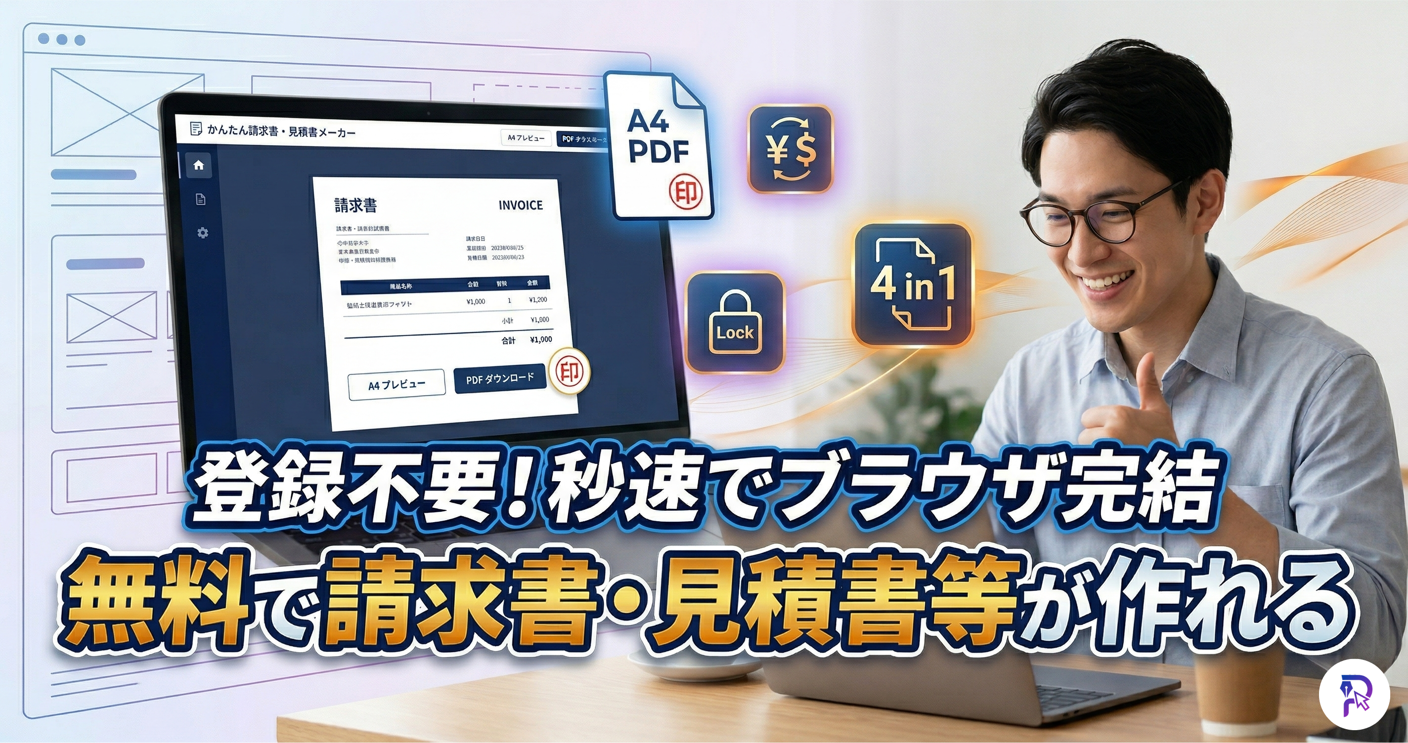 かんたん請求書・見積書メーカー｜登録不要・無料・インボイス対応・PDF即出力